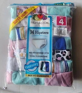 Fruit of the Loom Girls Tagless Hipsters Underwear 14 Pack Size 4 - Picture 1 of 2