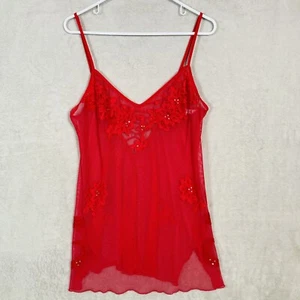 Victoria Secret Vintage Gold Label Lingerie Chemise Slip Rhinestone Red Large - Picture 1 of 6