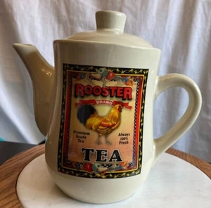 Vintage BAY ISLAND INC. Rooster /Chicken Lt.Tan Ceramic Coffee/Teapot - Picture 1 of 12