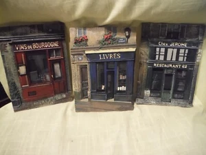 3 FRENCH PARIS STORE FRONT WALL PLAQUES RESIN 3D ART by CHIU TAK HAK - Picture 1 of 11