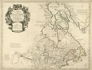 Mappa di Carte du Canada ou de la Nouvelle Francia 18" x 24" 1718 - Foto 1 di 1