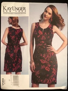 Vestido ajustado forrado Vogue V1303 Kay Unger Misses patrón de costura talla 8-16 sin cortar - Imagen 1 de 2