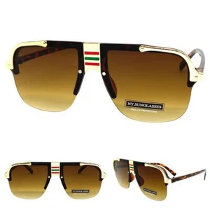 Classic Retro Hip Hop Rapper Style SUNGLASSES Classy Elegant Tortoise Gold Frame - Picture 1 of 6