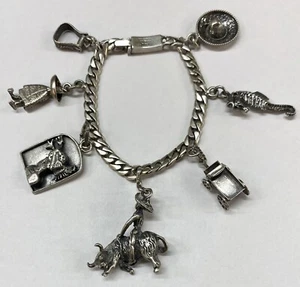 Pulsera Vintage Plata Esterlina Tema México 7 Dijes Marcada 925 - Imagen 1 de 12