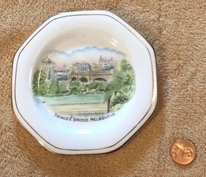 Vintage PRINCE'S BRIDGE MELBOURNE AUSTRALIA Porcelain China PLATE Postcard Scene - Picture 1 of 4