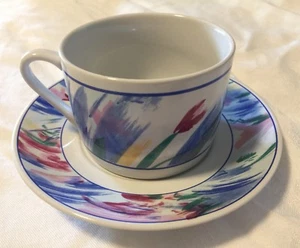 Jewelstone “Monet” Coffee Cup Saucer Set *8-Available* Stoneware 1992 Sakura - Picture 1 of 7