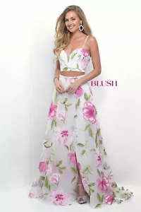 Blush Prom 2 Piece Dress 11231 Off White/Multi Size 8 - Picture 1 of 3