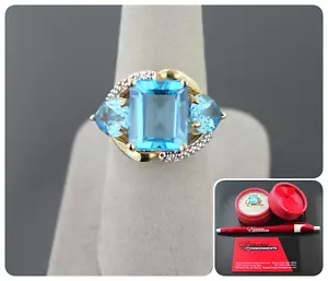 Blue Topaz 10k Solid Yellow Gold Ring 7.32 Grams Size 8 Ring - Picture 1 of 12