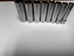 S-K Tools 8 Pc. 1/4 Drive 6 point Deep SAE 1/4”- 9/16”chrome USA. USED - Picture 1 of 4