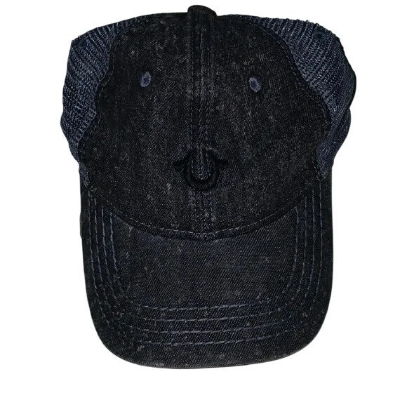 True Religion Gray Denim Logo Trucker Hat - Image 1 of 4