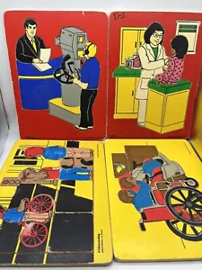 Educational Wood Puzzles Kids Education 1998 Imperfect Vintage Britehouse - Picture 1 of 12