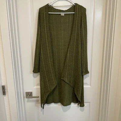 Cárdigan O’Neill Frente Abierto Verde Oliva Tejido Boho Traje de Baño Cubrir Ropa de Surf Foto 1 de 4