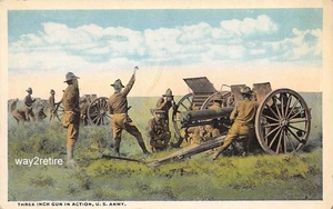 Postkarte Militär US Army Serie #7 Three Inch Gun in Action 1917 - Bild 1 von 2