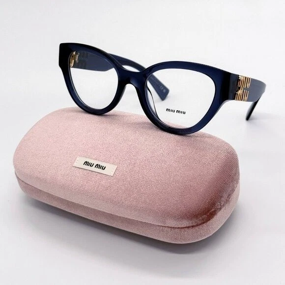 Miu Miu Women Eyeglasses Dark Blue Demo Cat Eye MU01VV 08Q1O1