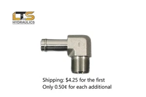 1/4" Beaded Hose Barb x 1/4" Male Pipe NPT 90° Steel Adapter 4501-04-04 - Picture 1 of 6