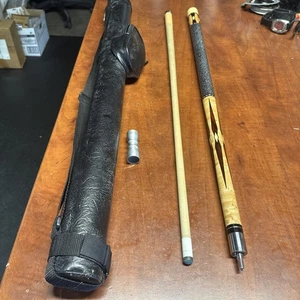 Rare 58” Pechauer Maple Pool Cue Inlay Cocobolo Ivory Diamonds Black/White Wrap - Picture 1 of 16
