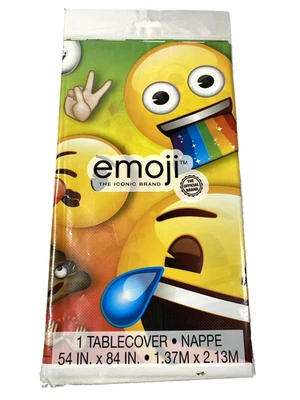 NEW emoji plastic table cover for parties 54 X 84 in birthday party kids  - Image 1 of 2