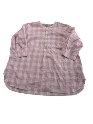 Joan Rivers Mujer Talla 1X Túnica Manga 3/4 Túnica Rosa/Blanco Cuadros Algodón Foto 1 de 4