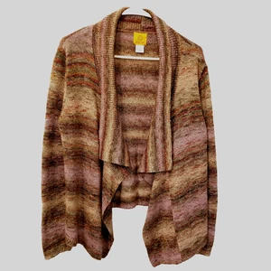 Ruby Rd Cardigan Women's Large Open Front Sweater Purple Multicolor Ramie Blend - Picture 1 of 7