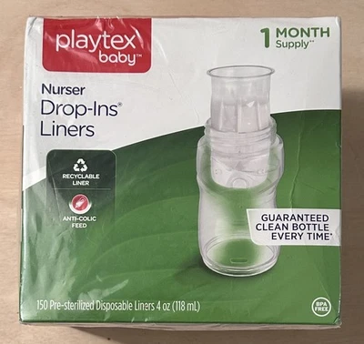 Playtex Baby Nurser Drop-Ins Liners 150 unidades caja 4 oz - 1 mes de suministro NUEVO Foto 1 de 3