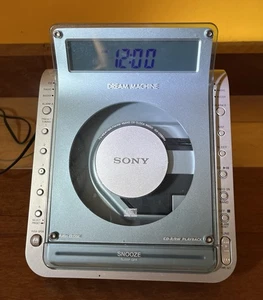 Sony Dream Machine ICF-CD855V Clock Radio CD Player Blue/Silver Works Great - Picture 1 of 17