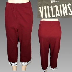 Disney +5 Ruby Red Stretch High Waist Villian's Cruella Graphic Cuff Capri Pants - Picture 1 of 6
