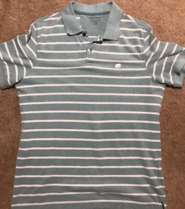 Banana Republic Sz Medium Mens Polo Green White Stripe. - Picture 1 of 4