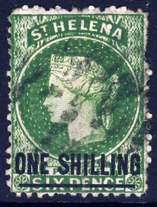 ST HELENA QV 1864 One Shilling Type A Perf. 12½ Wmk Crown CC SG 17 FU - Picture 1 of 2
