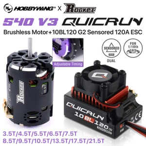 Hobbywing QUICRUN 10BL120 120A ESC+Sensored Brushless Motor for 1/10 1/12 RC Car - Picture 1 of 26