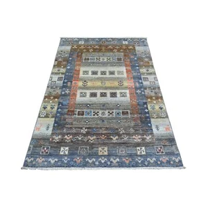 4'x6' Shades of Gray Hand Knotted Afghan Kashkuli Gabbeh 100% Wool Rug R71030 - Picture 1 of 6