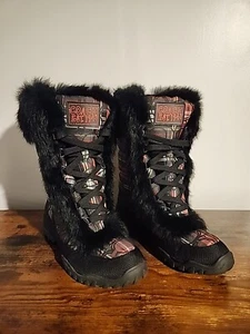 Coach Jennie Plaid Lace Up Snow Boots With Real Rabbit Fur Size 8B - Picture 1 of 14
