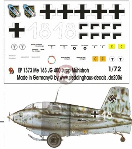 Peddinghaus 1/72 Me 163 B-1 marcature comete Josef Muhlstroh 1/JG 400 1944 1373 - Foto 1 di 1