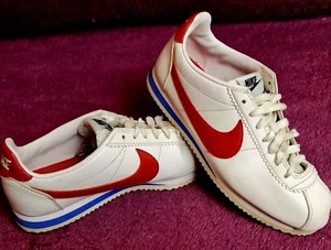 Nike Cortez Trainer Shoes Size UK 4.5 Leather White Red Forrest Gump Retro  - Picture 1 of 8