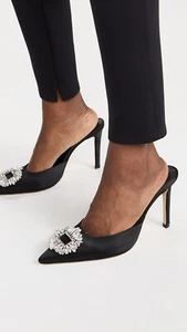 Good American Black Satin Jeweled Glass Slipper Mules 7.5  - Picture 1 of 5