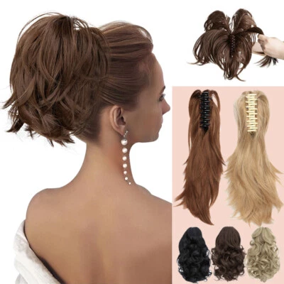 Thick Hair Ponytail Clip In Real As Human Claw On Pony Tail Short Hair Extension - Image 1 of 4