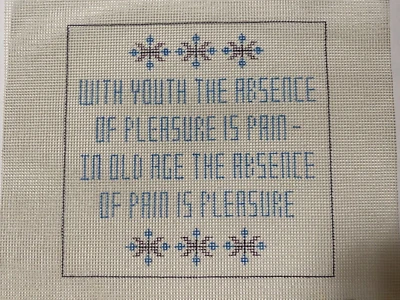 Funny Quote Humor Hand-Painted Needlepoint Canvas Youth & Old Age Novelty - Image 1 of 4