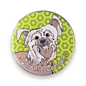 Chinese Crested Retro Pinback Button Badge Handmade Art Gift 2.25" - Picture 1 of 15