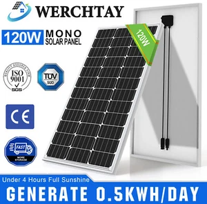 100W 120W Watt Monocrystalline Solar Panel 12V RV Off Grid Caravan Boat PV Power - Picture 1 of 8