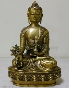 Old Tibetan Brass Buddhism Bodhisattva Sakyamuni Buddha statues carved dragon - Picture 1 of 4