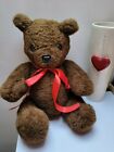 Vintage Old Beautiful 16" Articulated Teddy Bear Soft Plush Toy Brown Bow 2509
