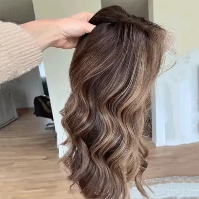 Peluca frontal de encaje con reflejos rubio miel marrón ceniza pelucas naturales de cabello humano para mujer Foto 1 de 4