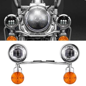Chrome LED Passing Turn Signal Lights Bar For Harley Dyna Super Wide Glide FXDWG - Imagen 1 de 12
