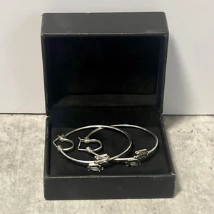 Rare Vintage Versace Earrings Large Hoops Silver 925 59mm Donatella Original Box - Picture 1 of 15