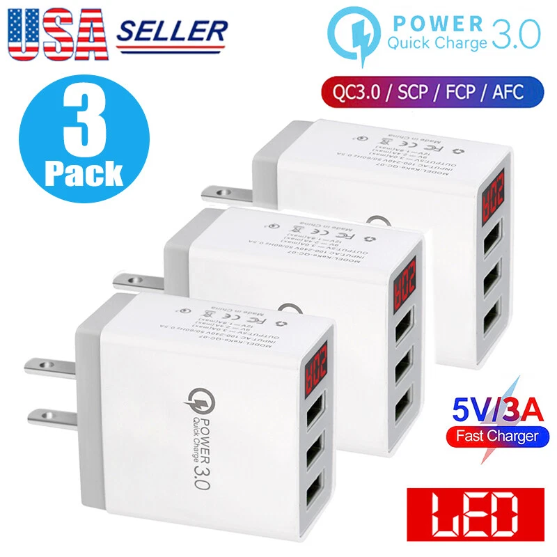 Paquete de 3 puertos cargador de pared rápido bloque teléfono cubo USB para iPhone iPad Samsung EE. UU. Foto 1 de 4