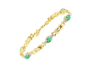 PULSERA TENIS RYLOS ESMERALDA Y DIAMANTES CHAPADA EN ORO AMARILLO PLATA 7-8" - Imagen 1 de 6