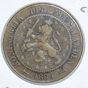 Netherlands 1884 2 1/2 Cents Crowned rampant lion animal 190811 combine shippin - Picture 1 of 2