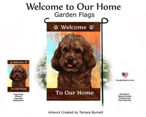 Welcome Garden Flag - Chocolate Cockapoo 043B - Picture 1 of 1