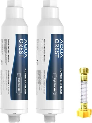 AQUA CREST RV Inline Hose Water Filter, NSF Certified, with Hose Protector (2) - Image 1 of 4