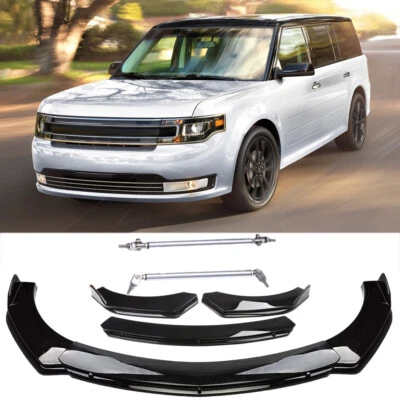 Glossing Black Car Front Bumper Lip Splitte + Strut Rods For Ford Flex 2009-2019 - Image 1 of 4