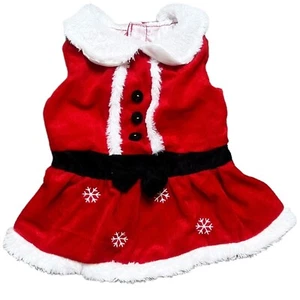 Christmas Velvet Dress Pet Size M Red White Santa Fur - Picture 1 of 3